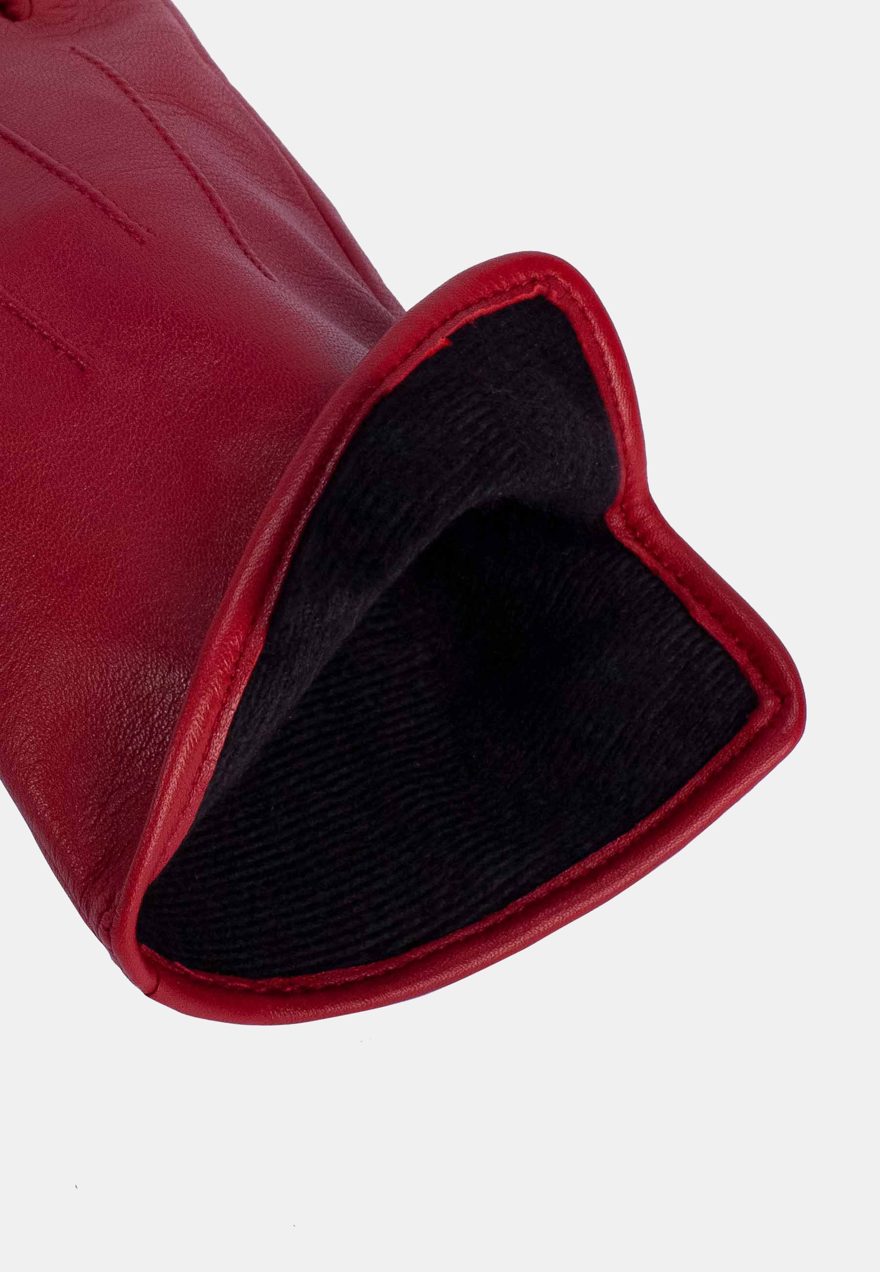 Luvas Clássicas Carla com Três Remendos e em Pele - Vermelho Vermelho-5