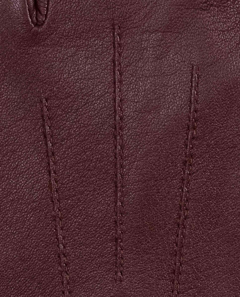 Luvas em Pele com Detalhe de Veias no Dorso Bordeaux-5
