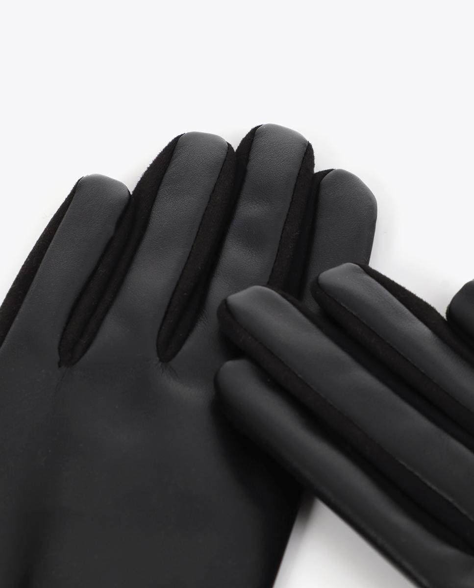 Luvas de Efeito de Couro com Detalhe de Pulseira de Ilhoses Preto-5