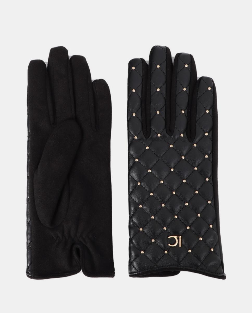 Guantes acolchados de efecto cuero con remaches mini - Lola Casademunt - Negro Negro-1