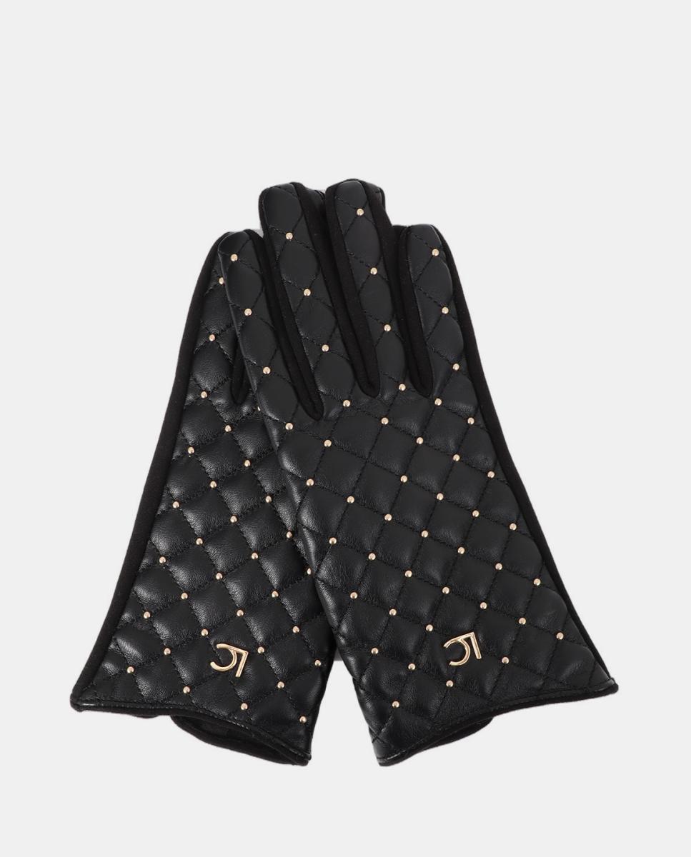 Guantes acolchados de efecto cuero con remaches mini - Lola Casademunt - Negro Negro-2