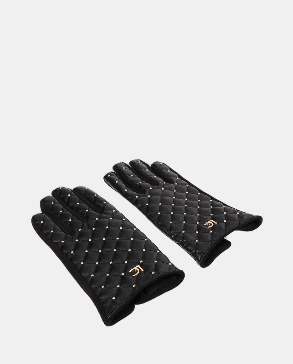 Guantes acolchados de efecto cuero con remaches mini - Lola Casademunt - Negro Negro-3