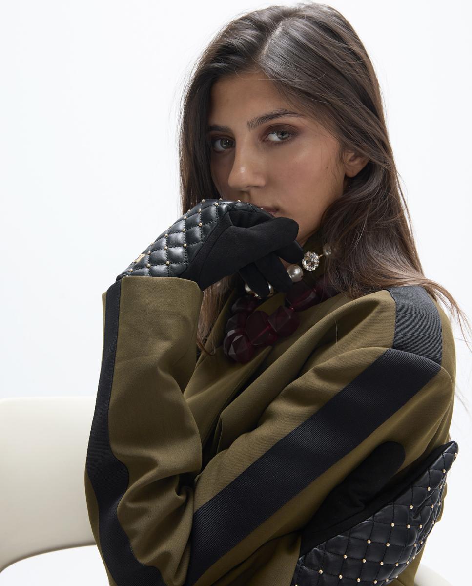Guantes acolchados de efecto cuero con remaches mini - Lola Casademunt - Negro Negro-7