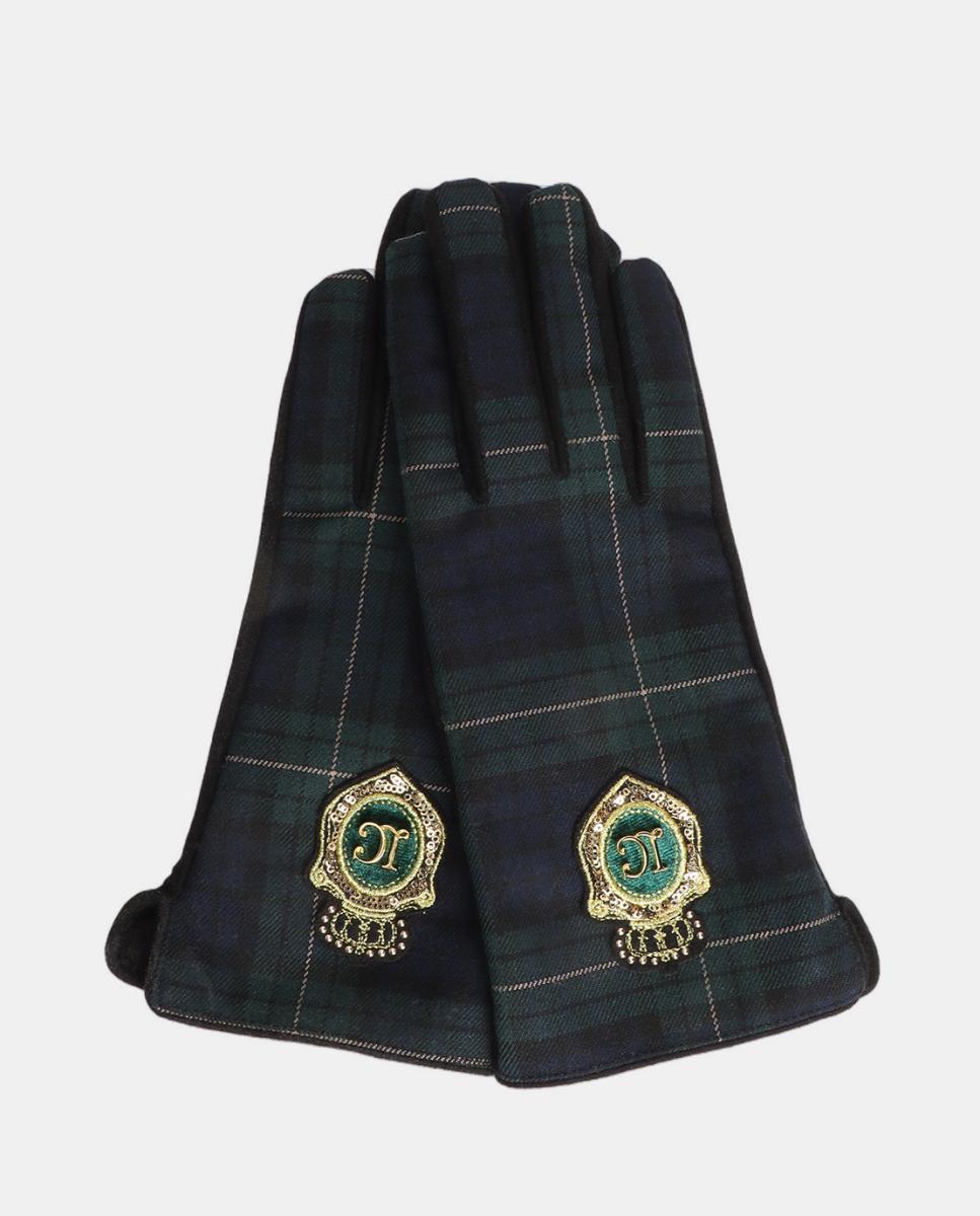 Luvas de Malha Tartã com Logótipo de Escudo Azul-2