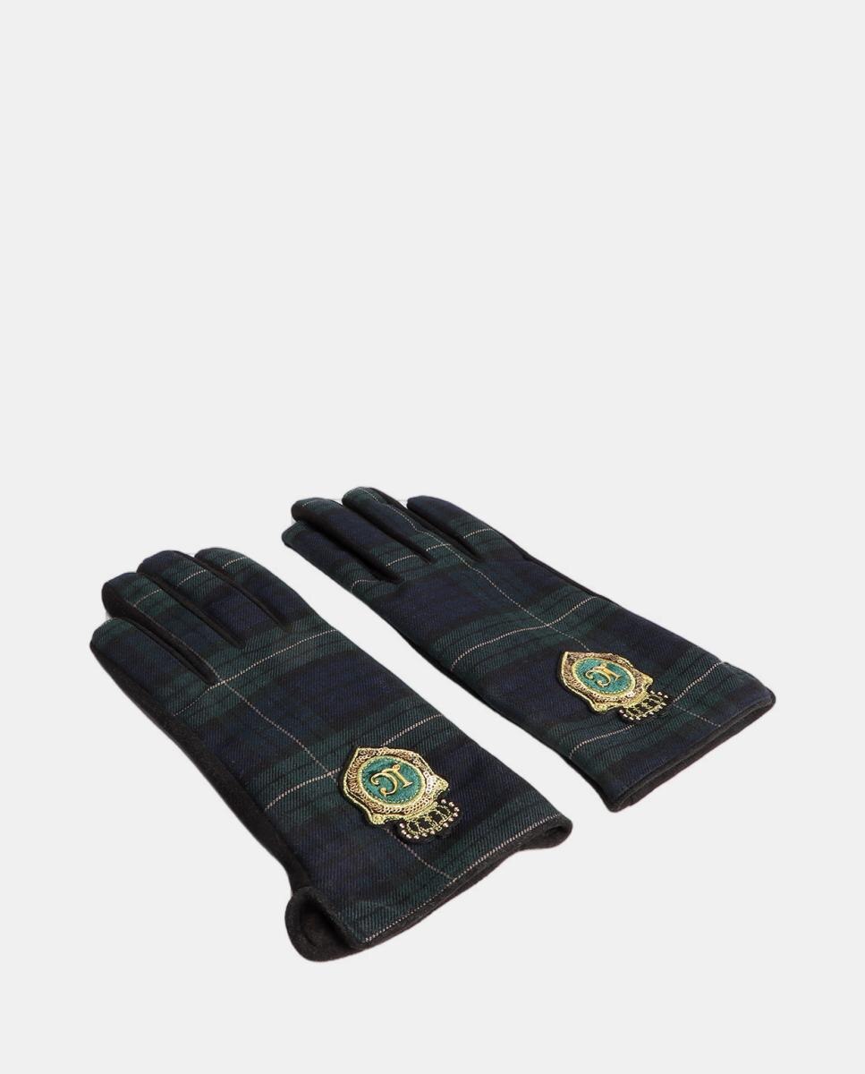 Luvas de Malha Tartã com Logótipo de Escudo Azul-3