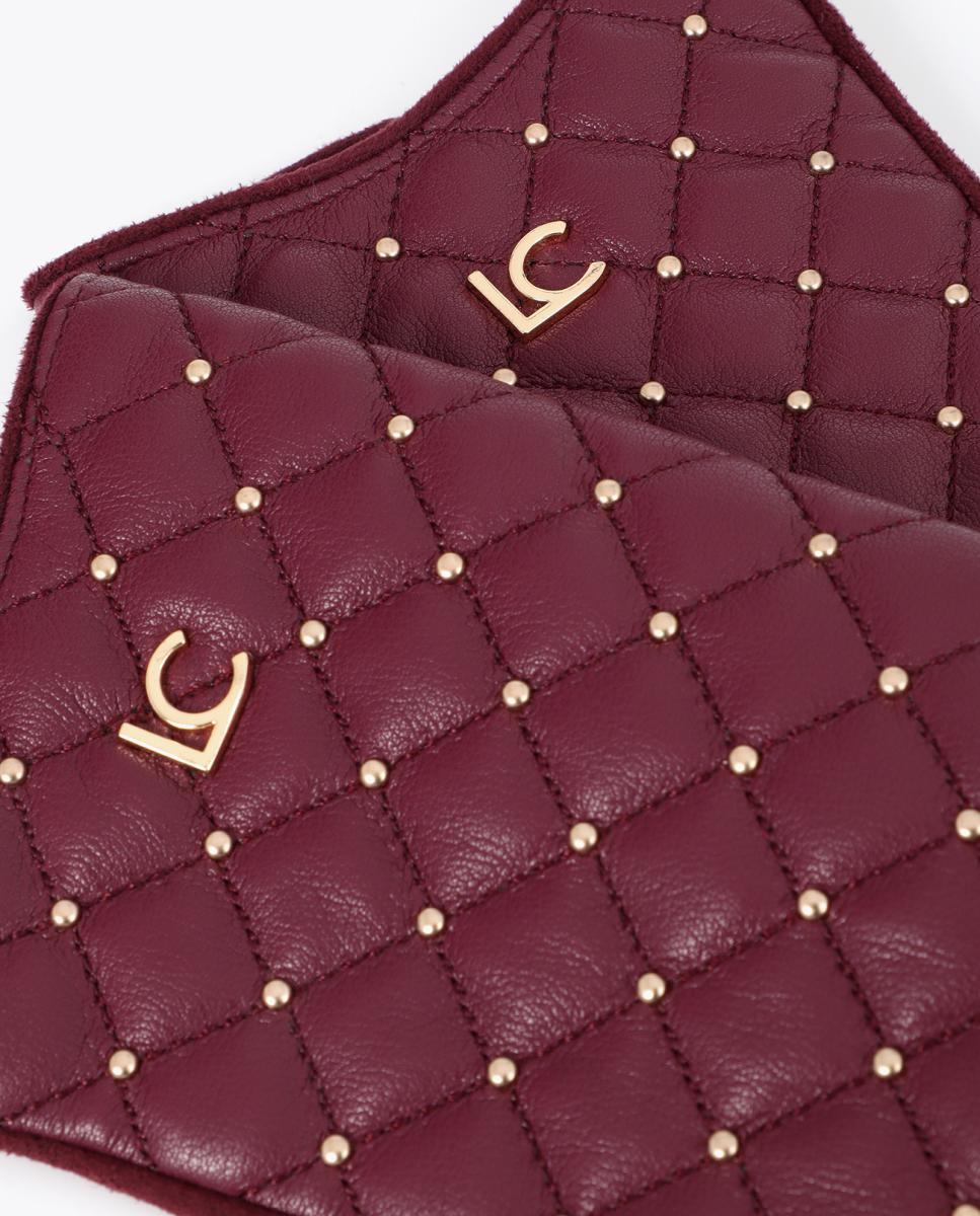 Luvas Acolchoadas de Efeito de couro com Rebites Mini Bordeaux-5