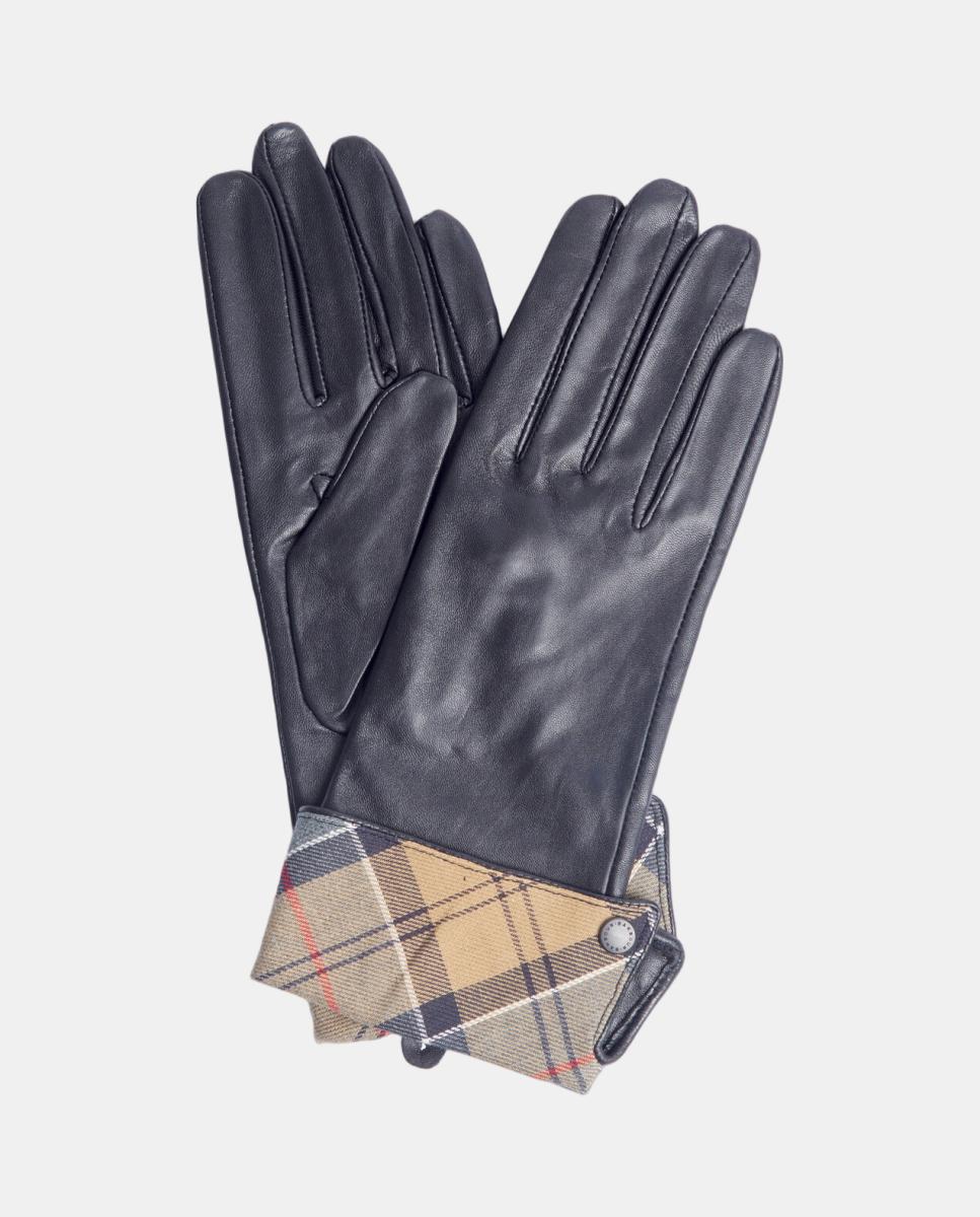 Imagen 0 de Guantes de piel en negro con puños estampados Negro