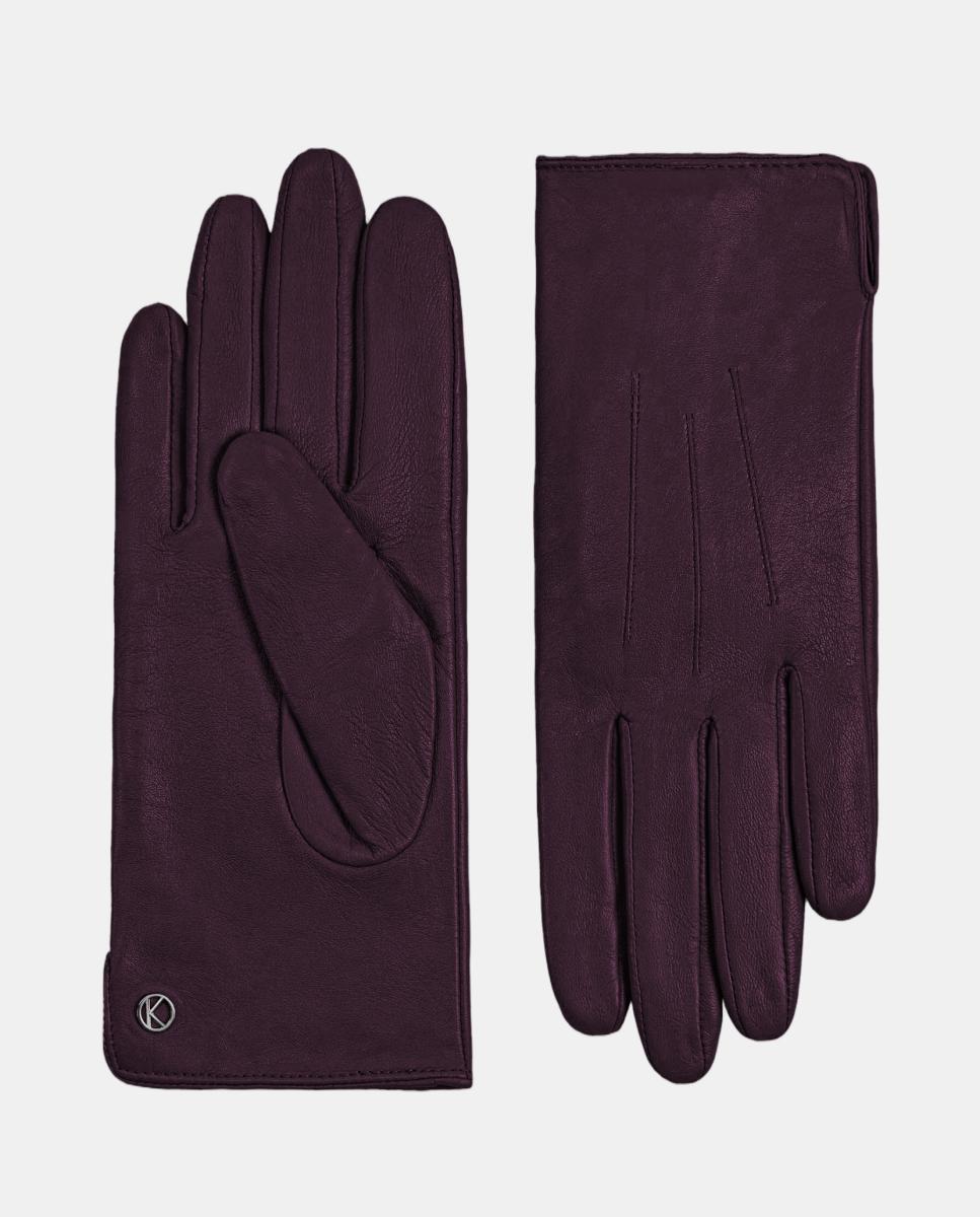 Luvas Elegantes Modelo Carla com Pespontos Decorativos no Dorso Fabricadas em Pele de Cordeiro Fina de Qualidade Superior Lilás-2