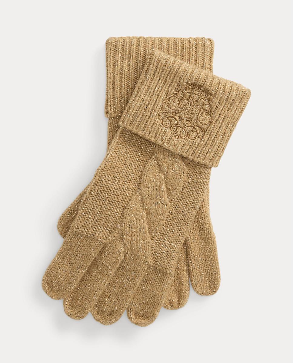 Guantes de mujer de punto con escudo bordado - Lauren Ralph Lauren - Marrón Suave Marrón Suave-1