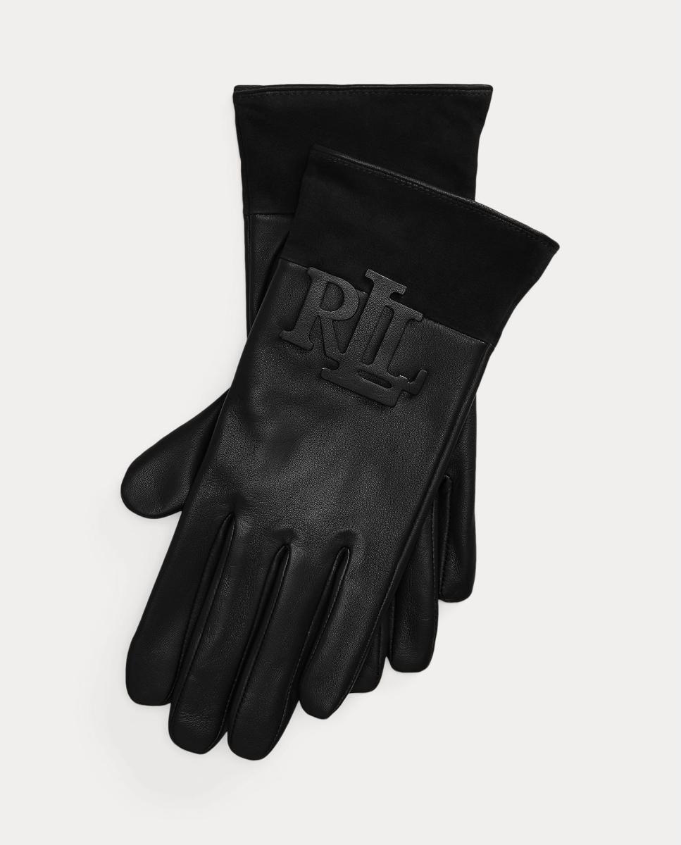 Guantes de mujer de piel y ante con detalle LRL - Lauren Ralph Lauren - Negro Negro-1