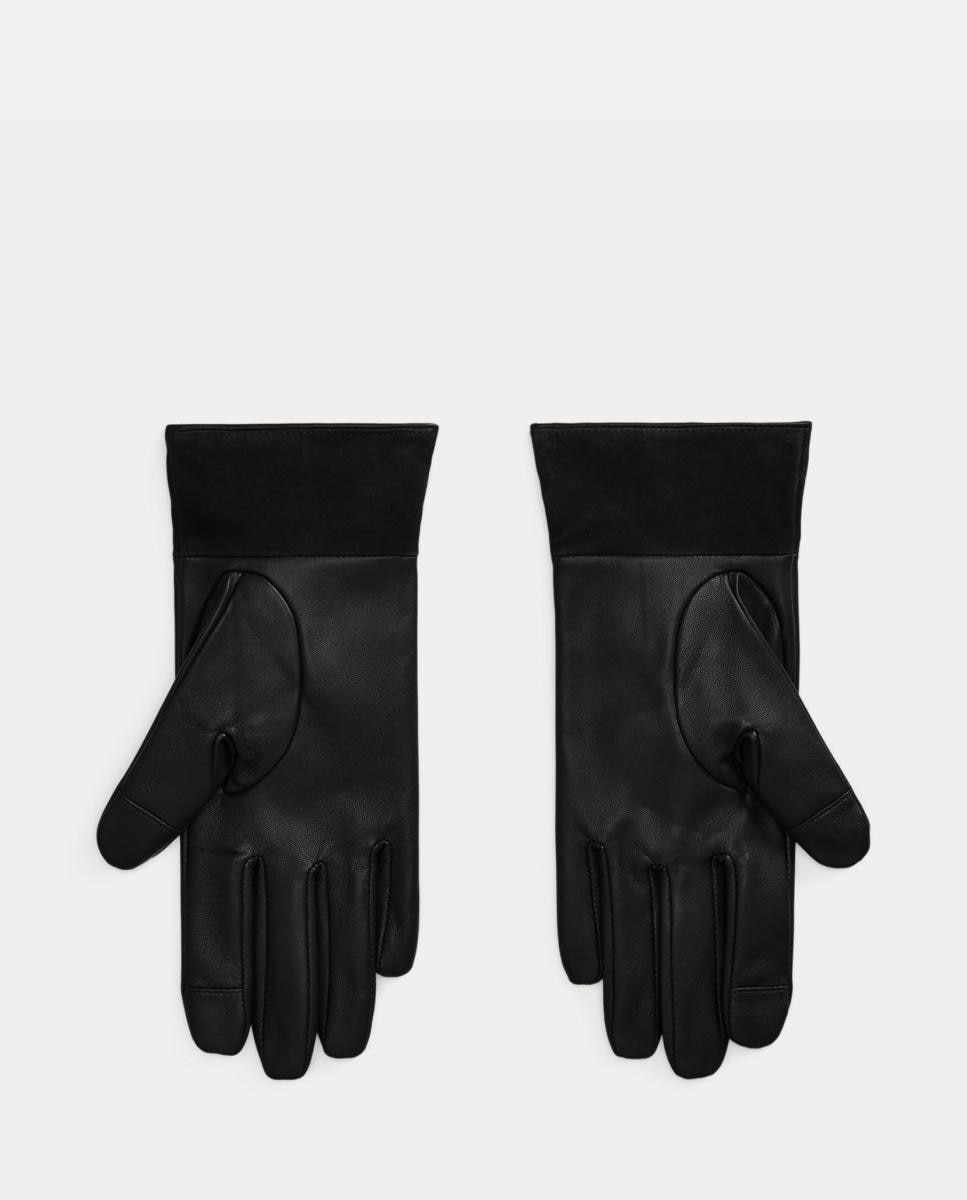 Guantes de mujer de piel y ante con detalle LRL - Lauren Ralph Lauren - Negro Negro-2