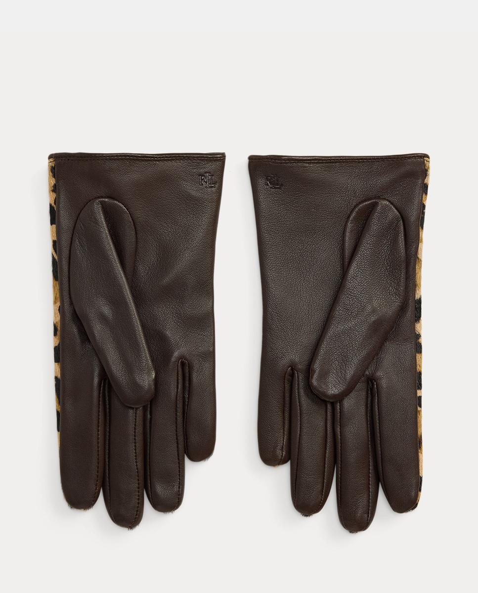 Imagen 2 de Guantes de mujer de piel con detalle LRL - Lauren Ralph Lauren - Marrón oscuro Marrón oscuro