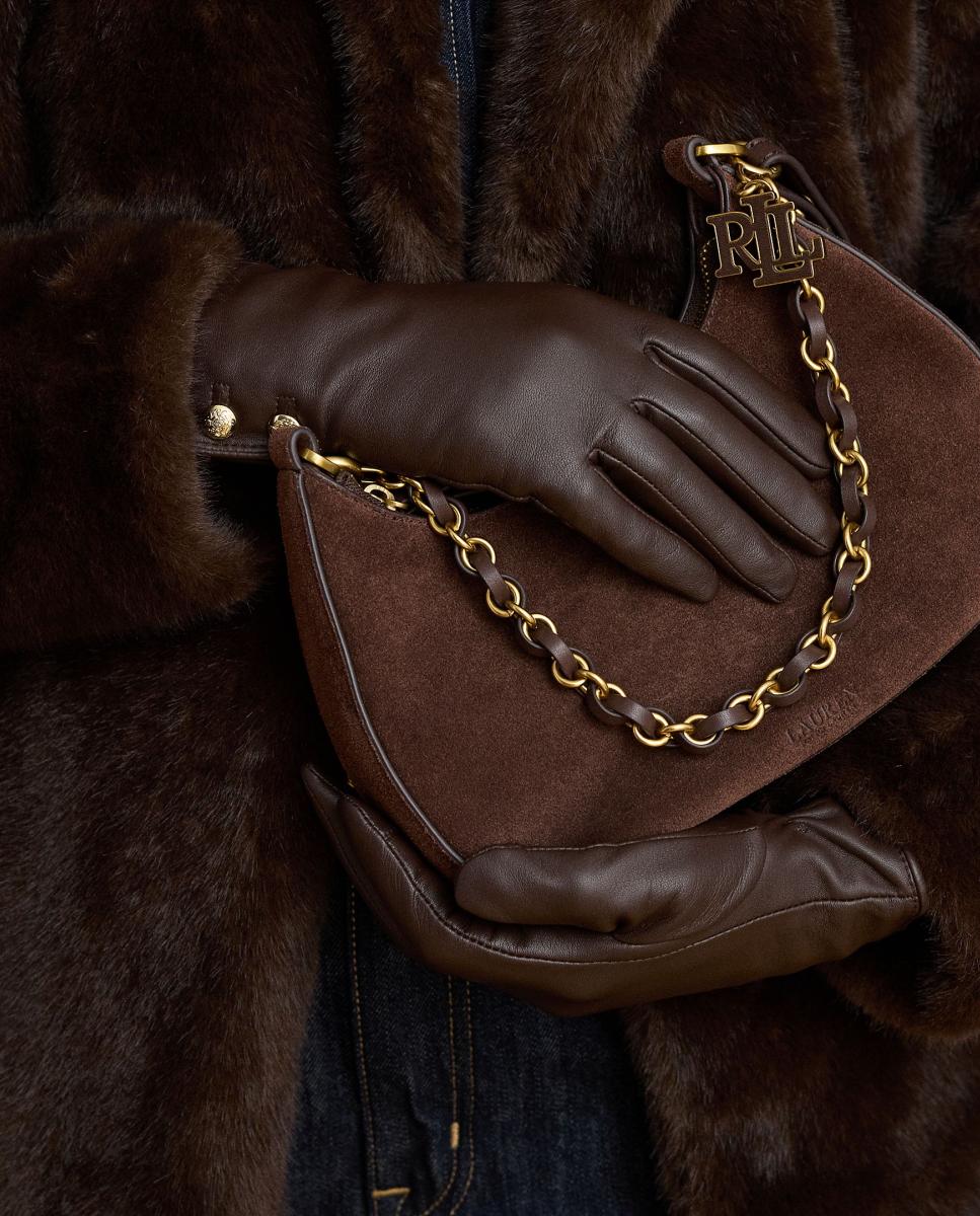 Guantes de mujer de piel con detalles dorados. - Lauren Ralph Lauren - Marrón oscuro Marrón oscuro-4
