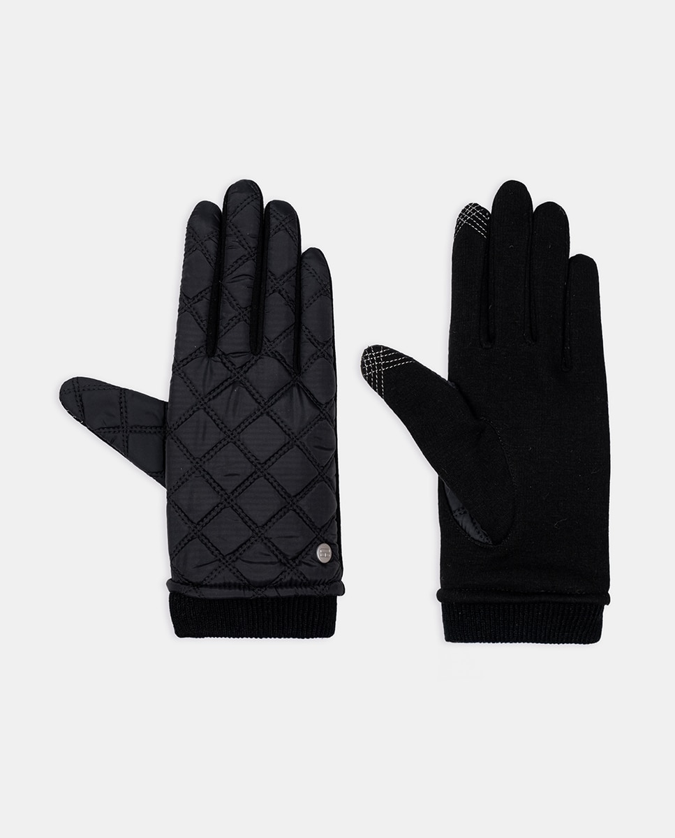 Luvas Táteis Acolchoadas - Bege Preto-3