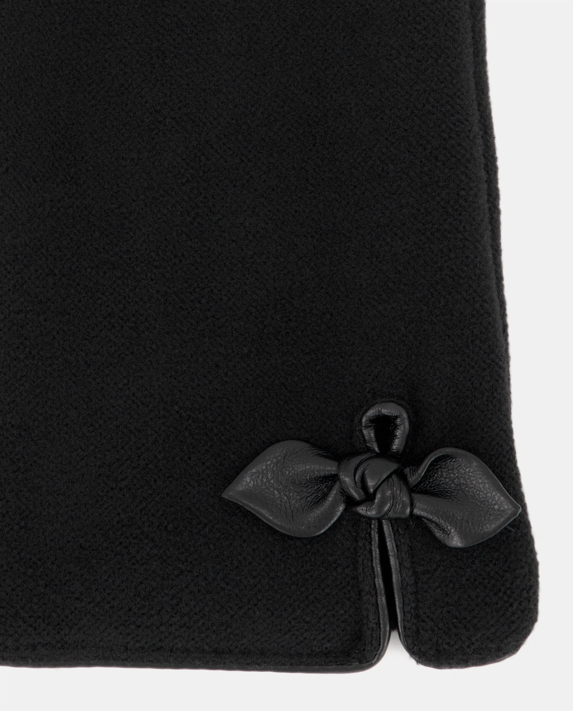 Luvas com Detalhe de Laço e em Tecido - Bege Preto-2