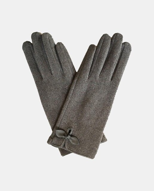 Imagem 0 de Luvas com Detalhe de Laço e em Tecido - Cinzento