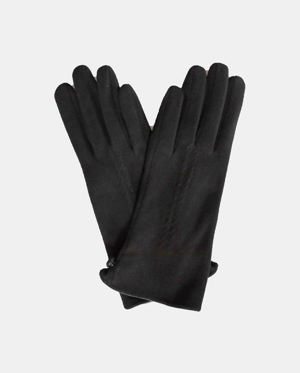 Luvas com Tira Decorativa e em Tecido - Preto Preto-1
