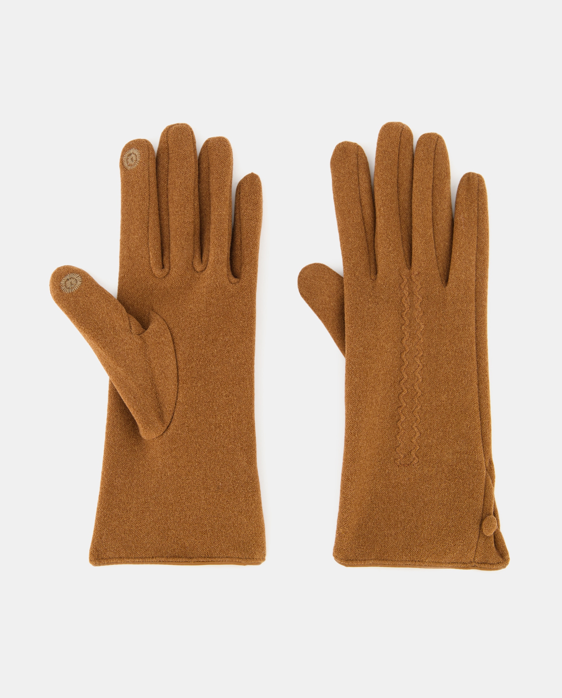 Luvas com Tira Decorativa e em Tecido - Cinzento Camel-1