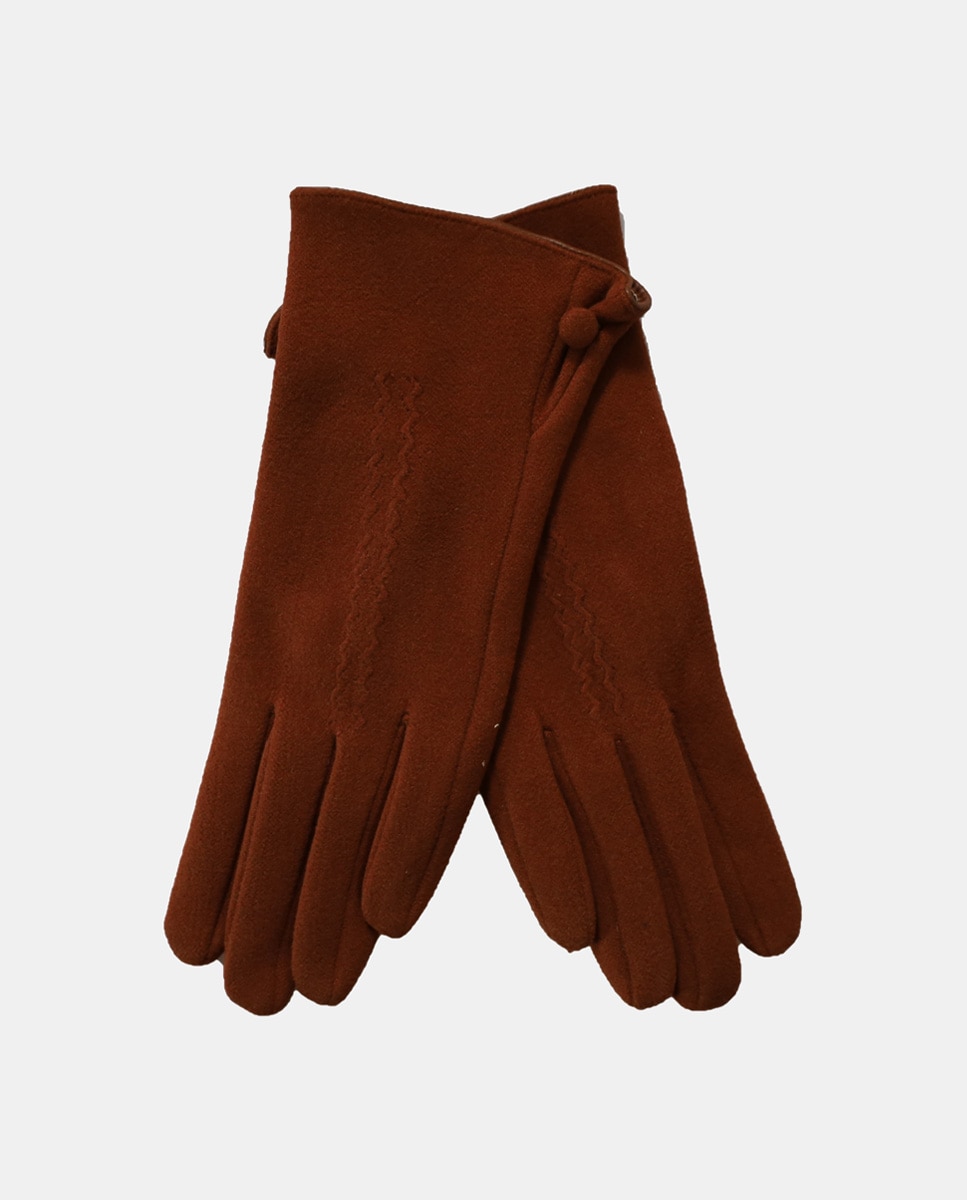 Luvas com Tira Decorativa e em Tecido - Cinzento Camel-3