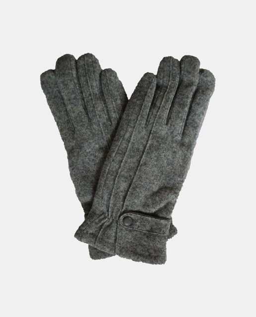 Imagem 0 de Luvas com Detalhes a Condizer e em Mistura de Lã - Cinzento