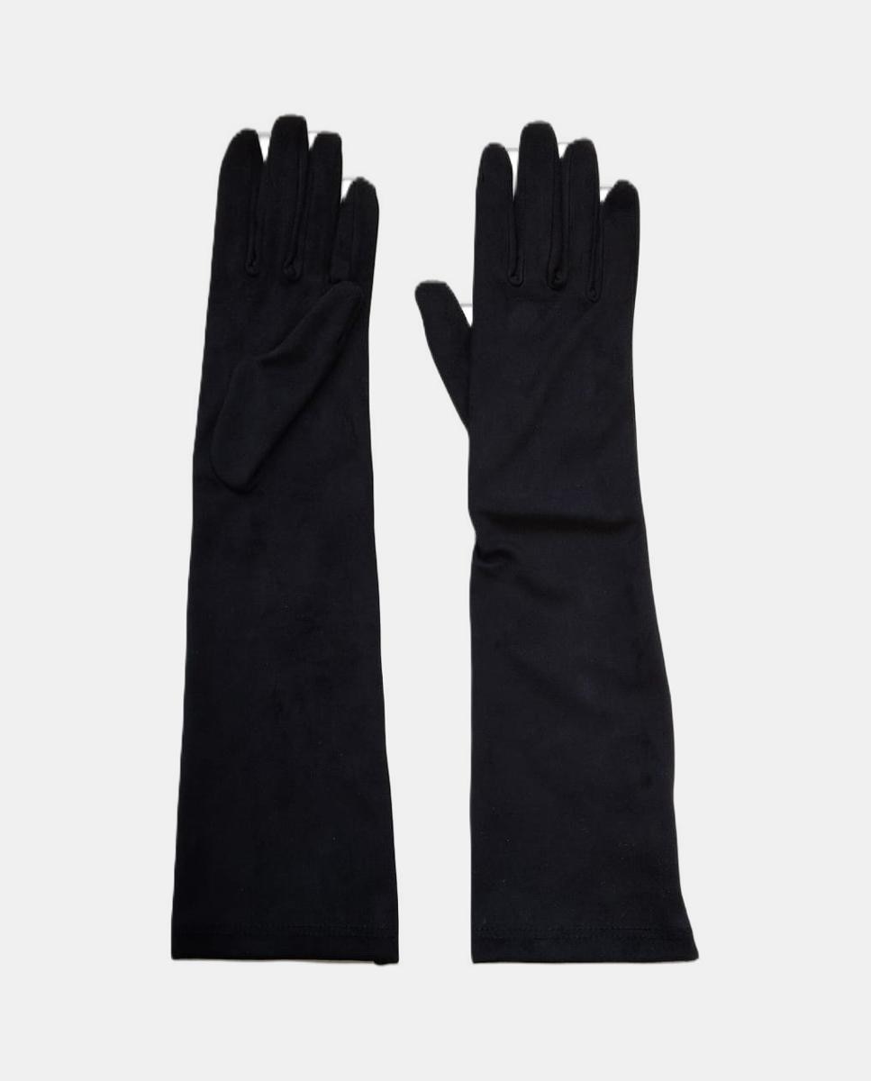 Luvas Compridas Lisas de Malha Elástica - Preto Preto-1