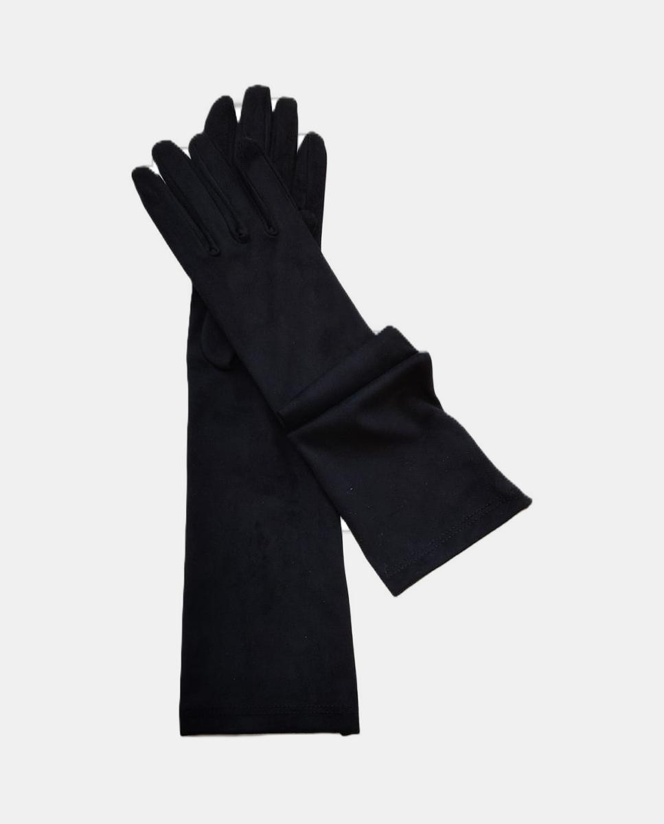 Luvas Compridas Lisas de Malha Elástica - Preto Preto-2