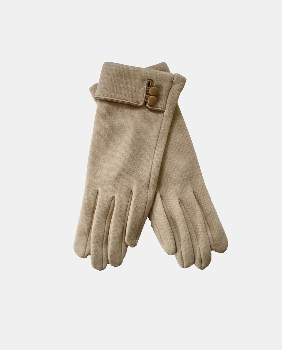 Luvas Feitas de Material de Jersey Bege-2