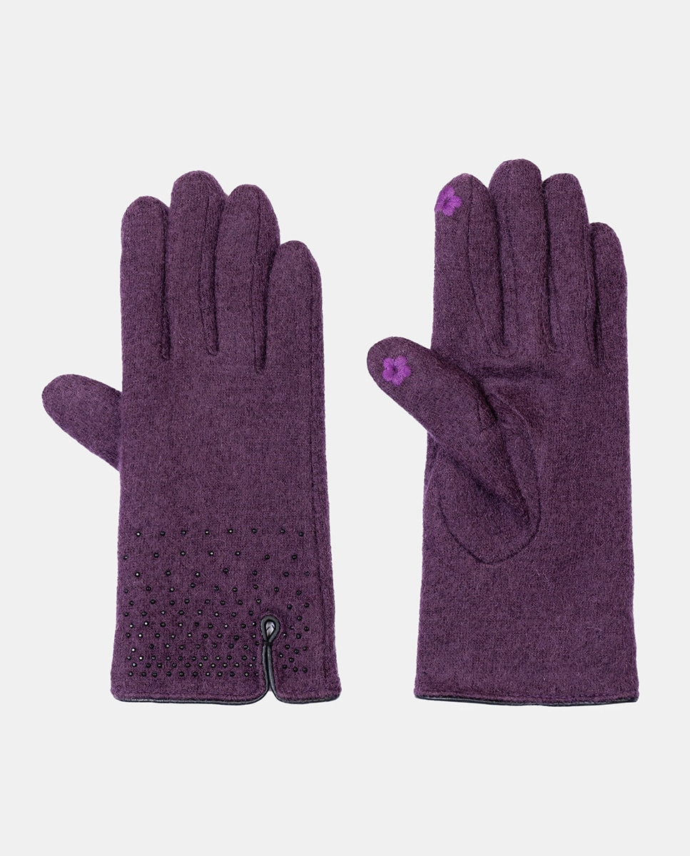 Imagem 0 de Luvas de Lã Forradas com Vivos em Pele e Tachas