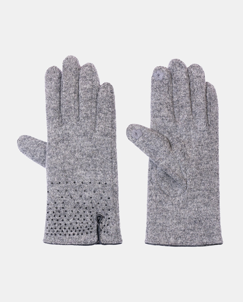 Imagem 0 de Luvas de Lã Forradas com Vivos em Pele e Tachas