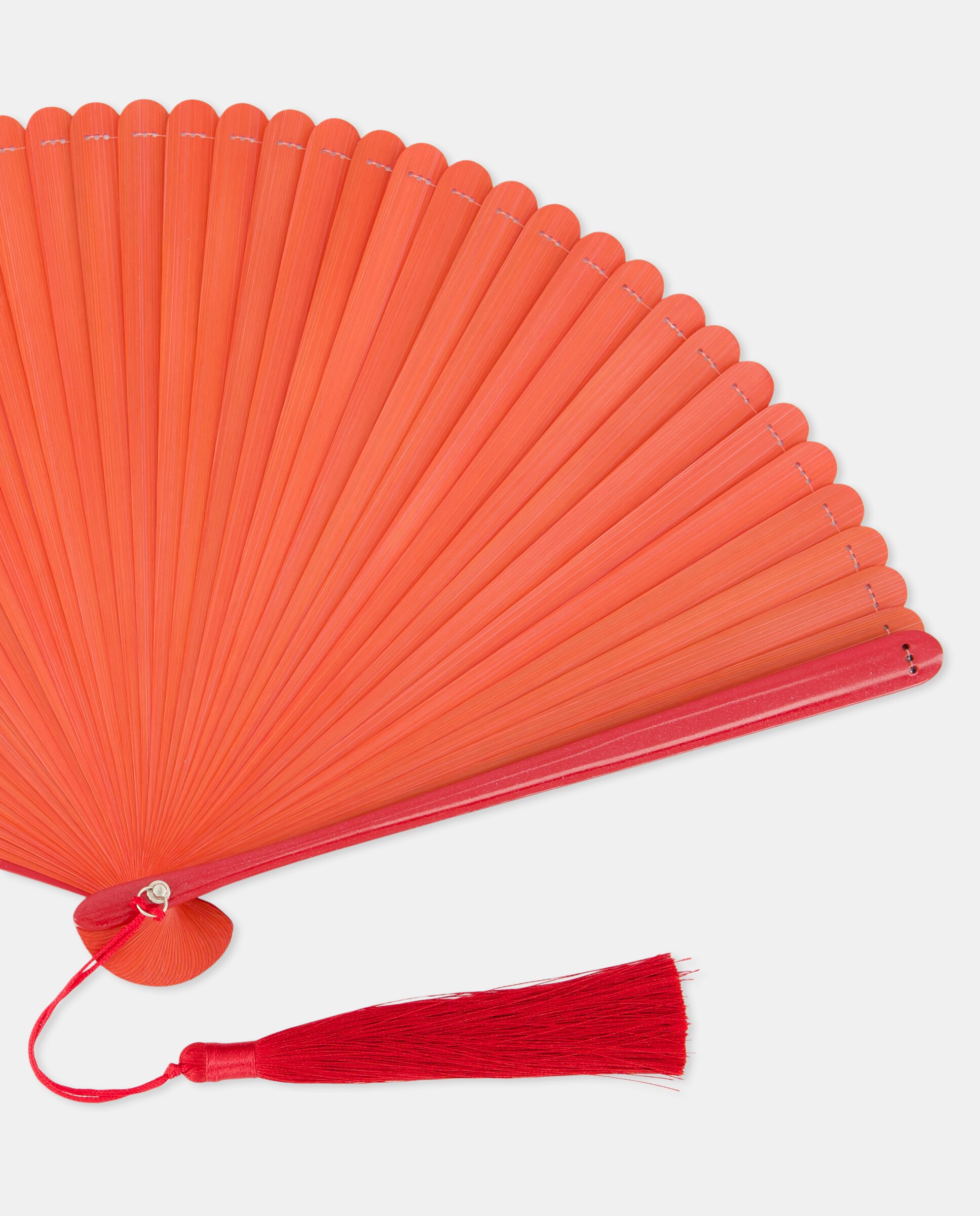 Leque de Bambu Liso Vermelho-2