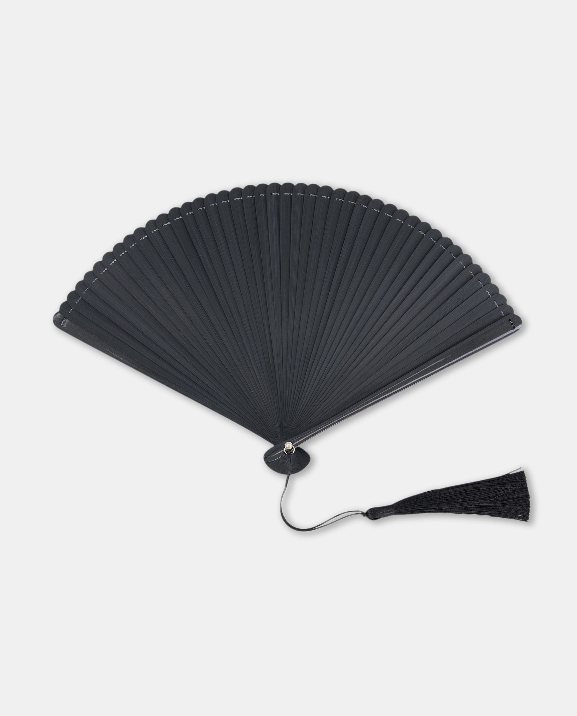 Leque de Bambu Liso Preto-1