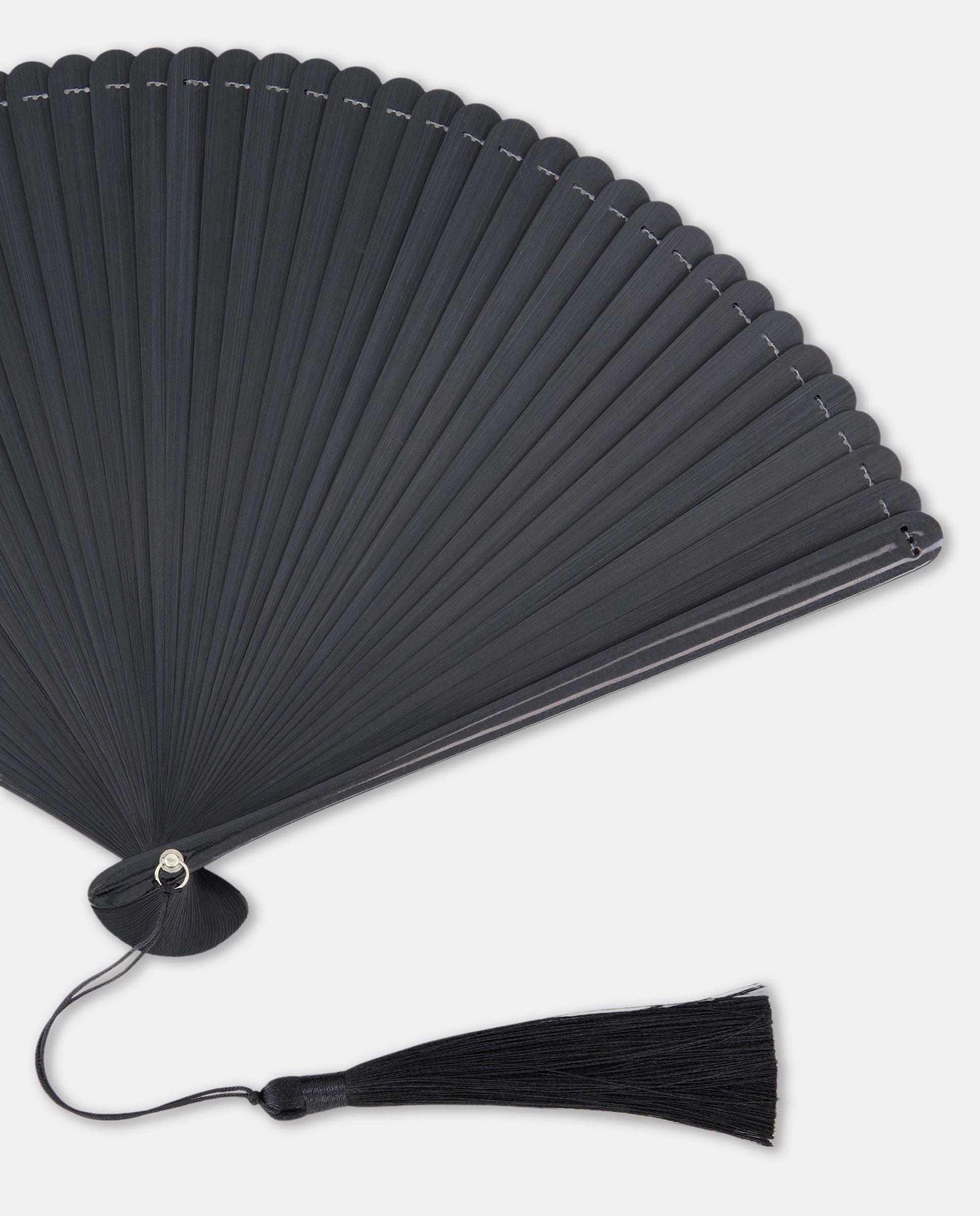 Leque de Bambu Liso Preto-2