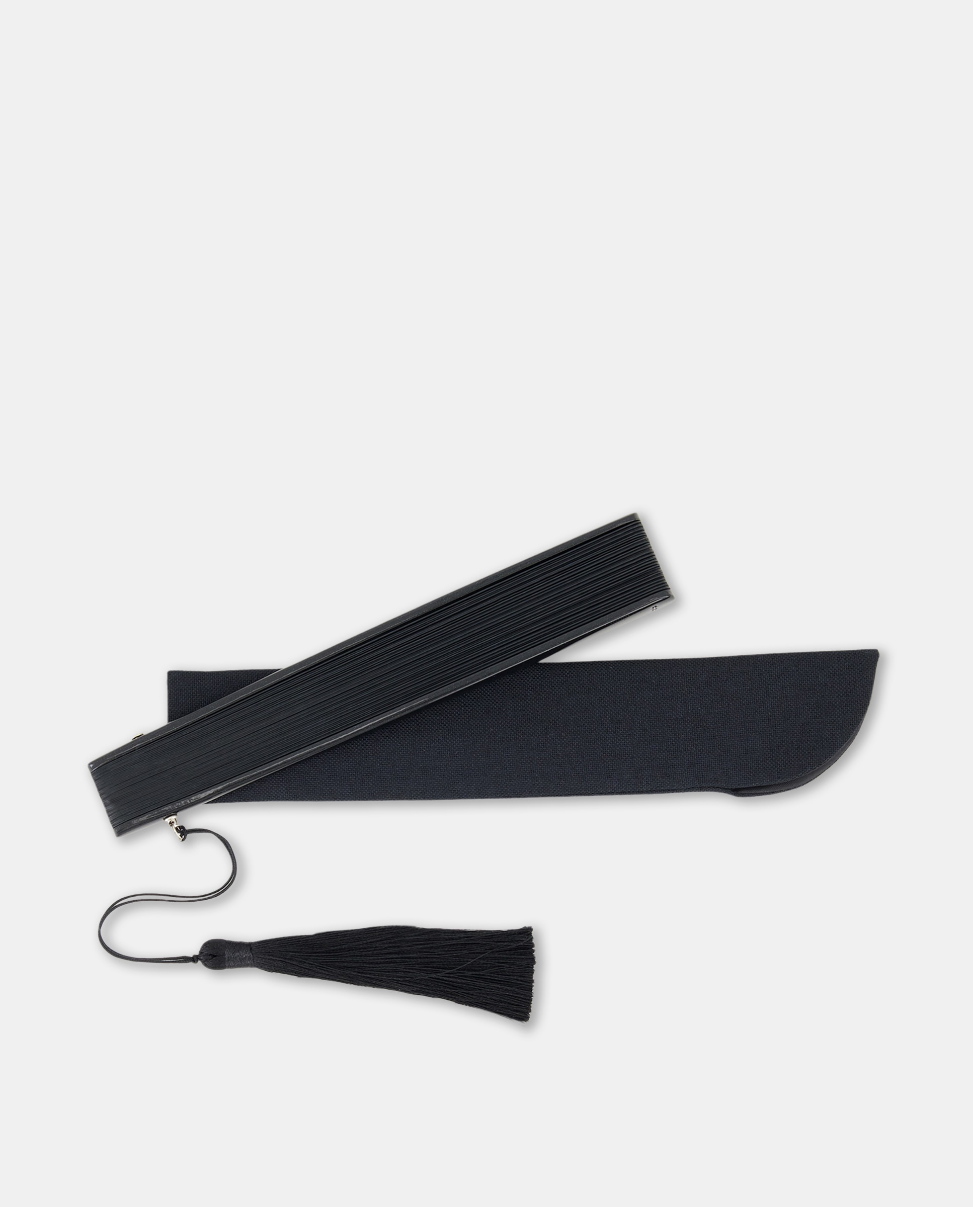 Leque de Bambu Liso Preto-3