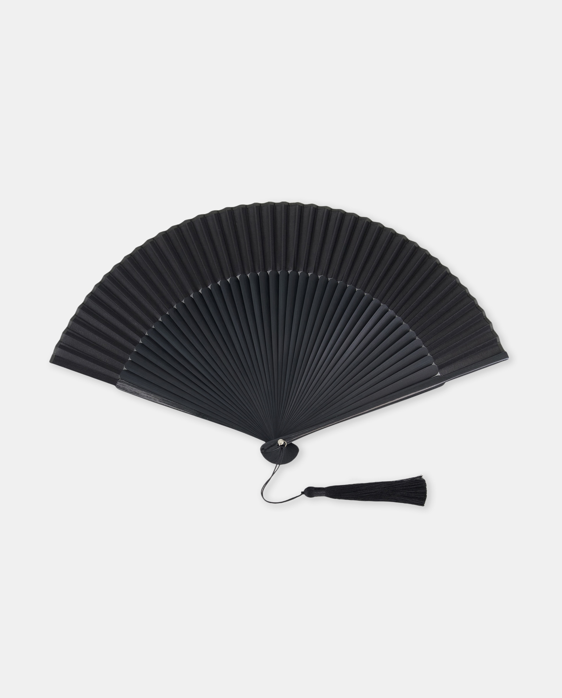 Leque de Bambu Liso Preto-1