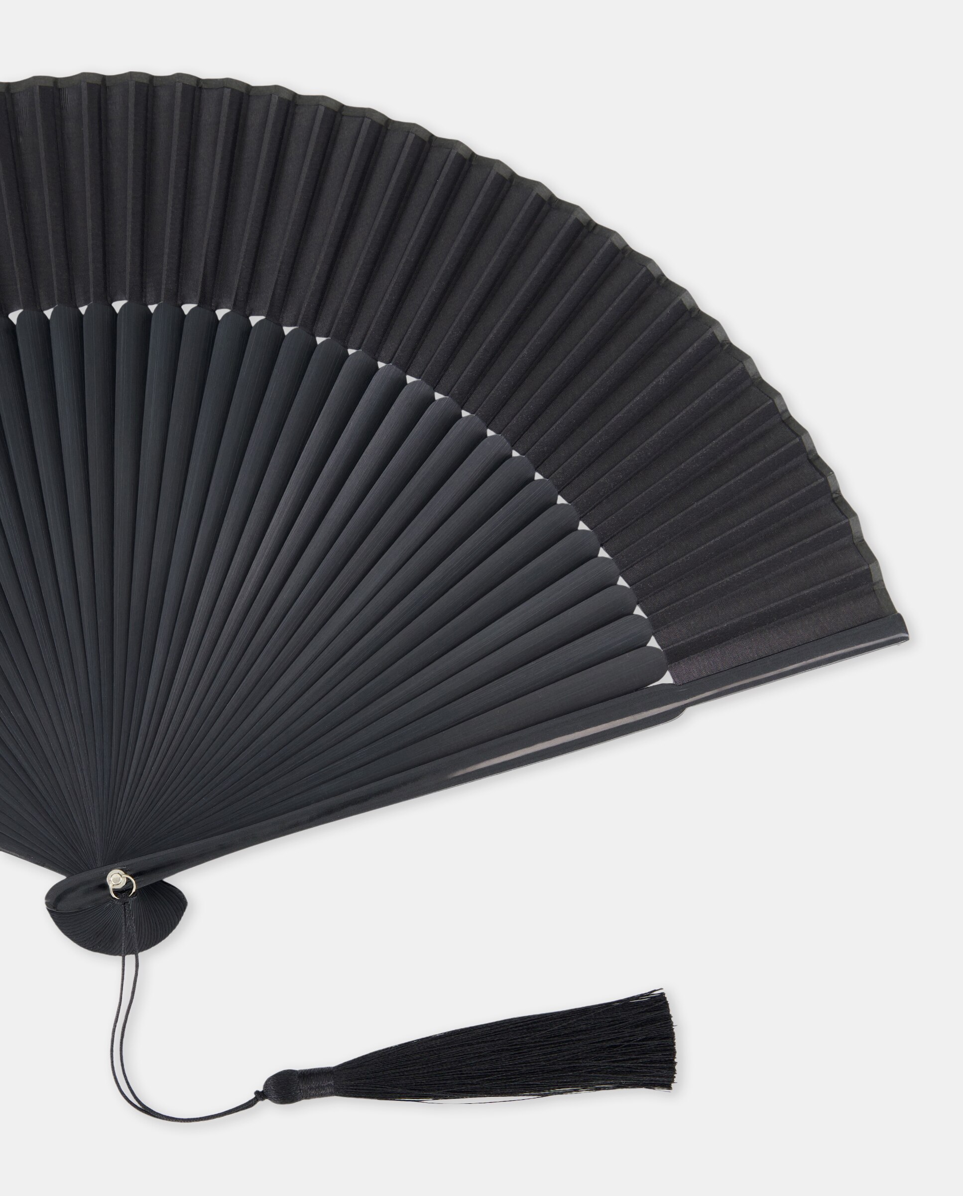 Leque de Bambu Liso Preto-2