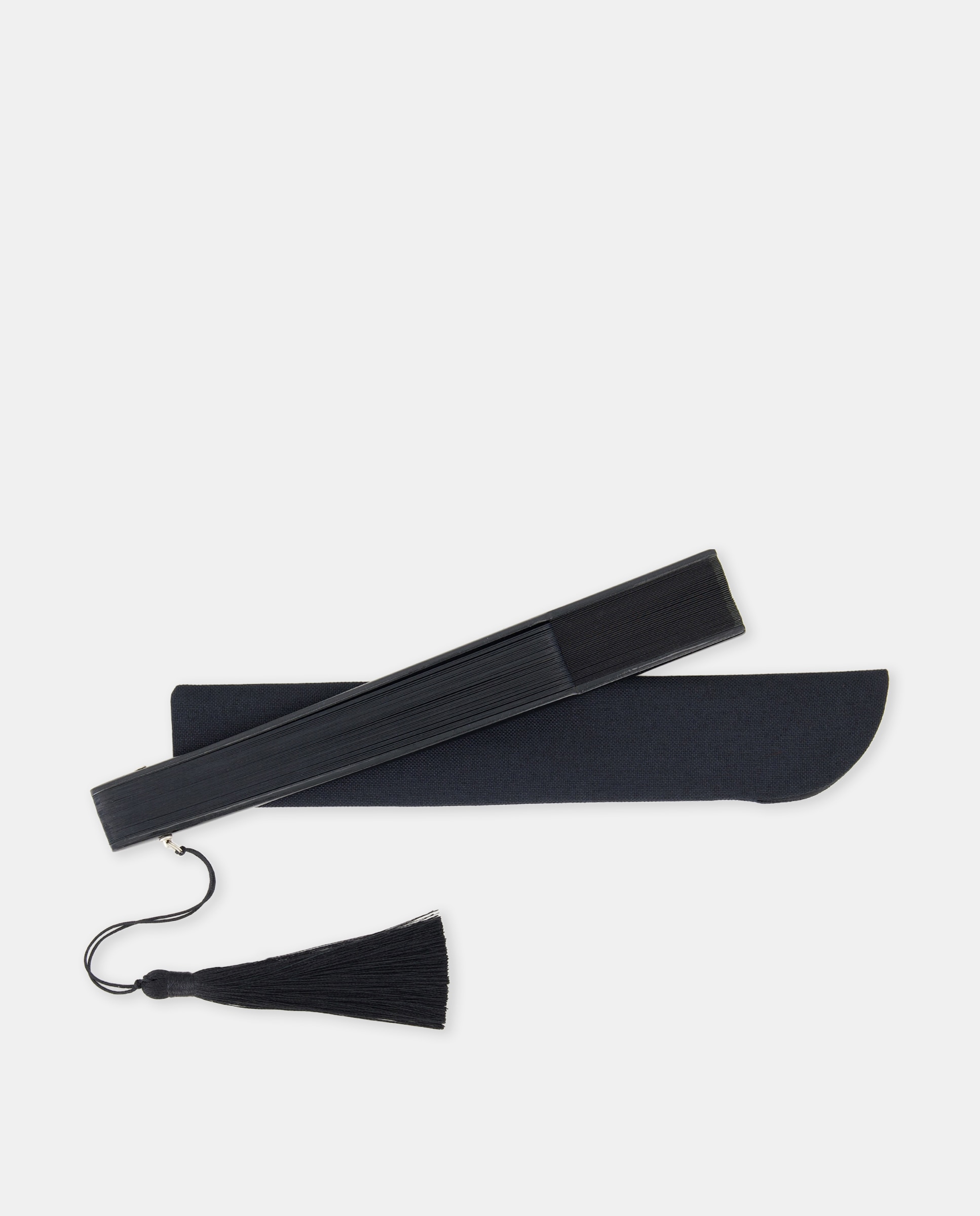 Leque de Bambu Liso Preto-3