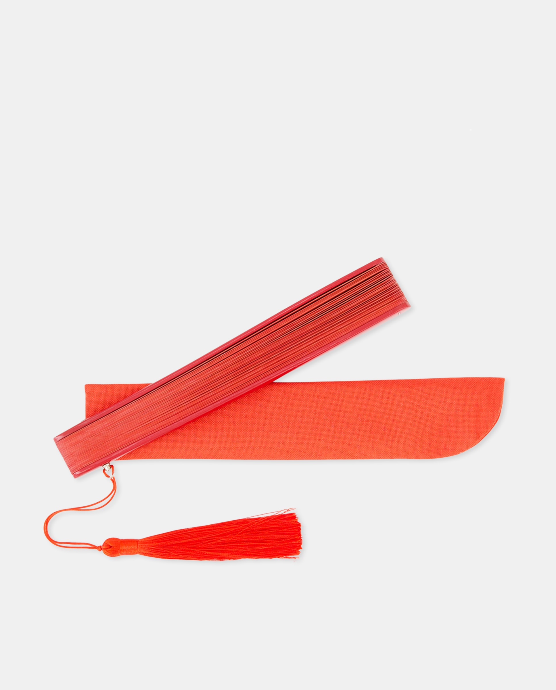 Leque de Bambu Trabalhado Vermelho-3