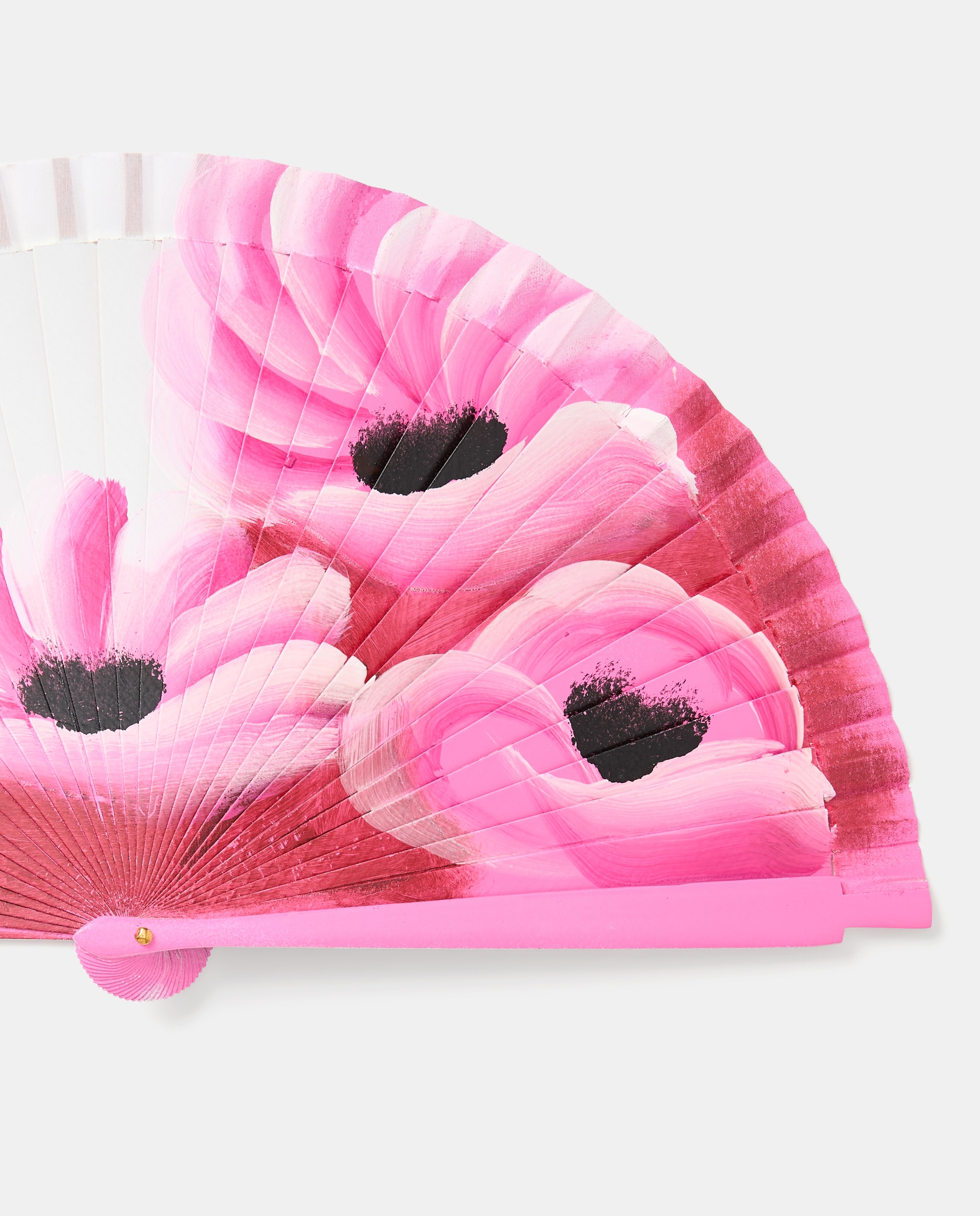 Leque com Três Flores Grandes Rosa-2