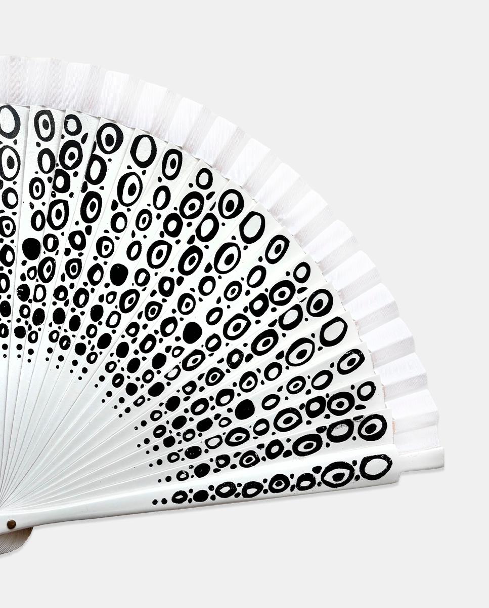 Leque de Bétula com Decoração Pintada Branco-2