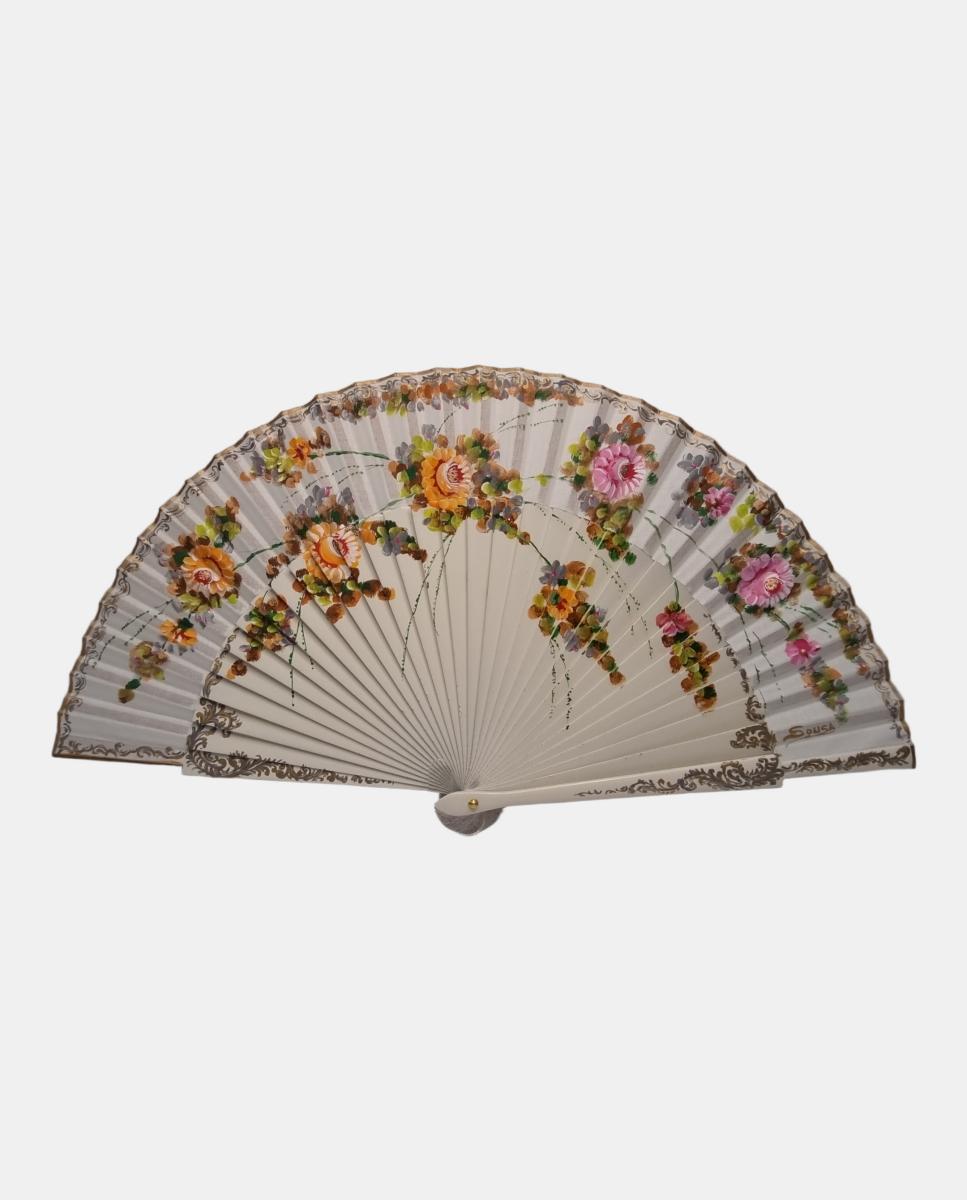 Imagem 0 de Leque Lacado com Estampado Floral e Orlas