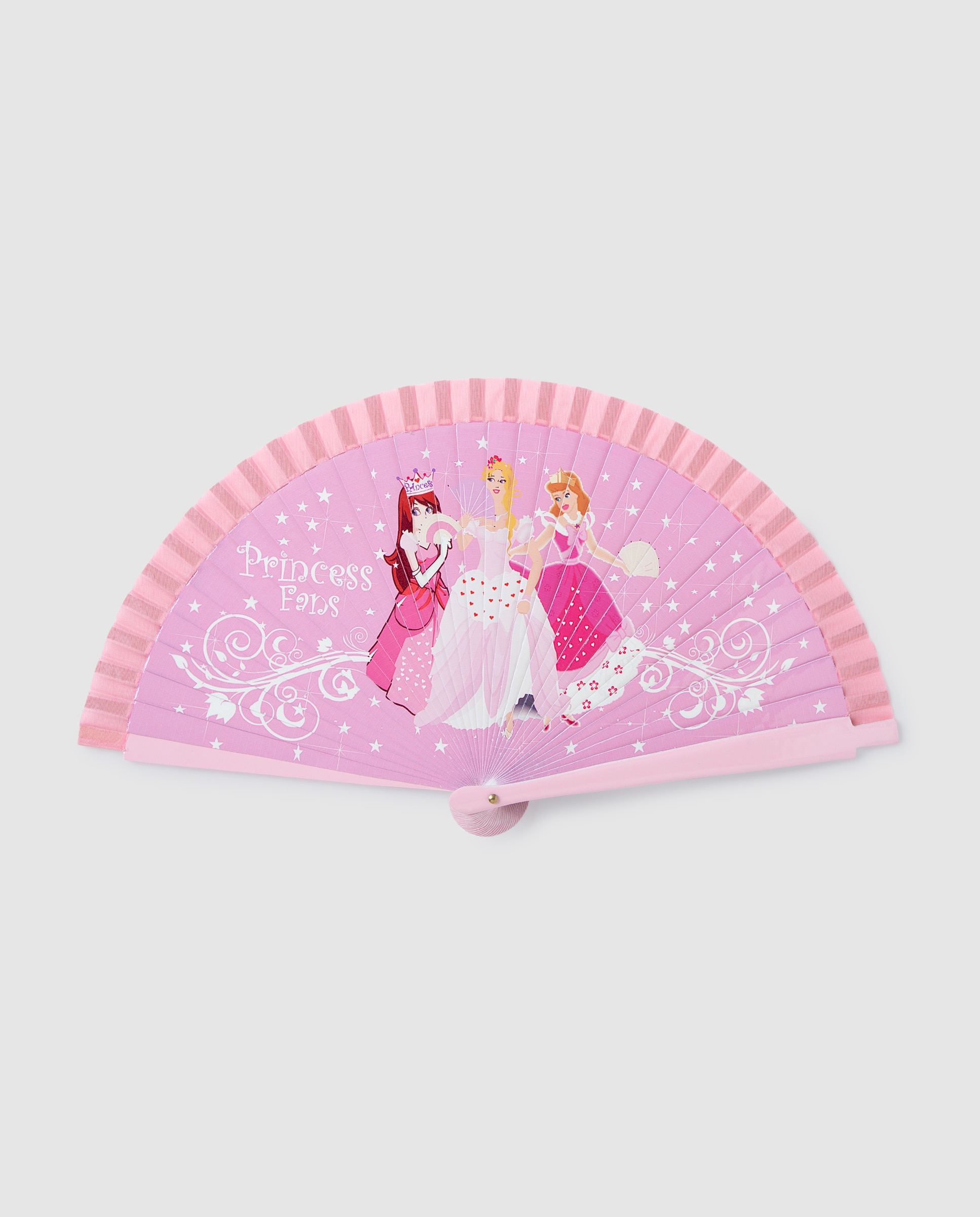 Imagem 0 de Leque infantil de madeira rosa com estampado de princesas