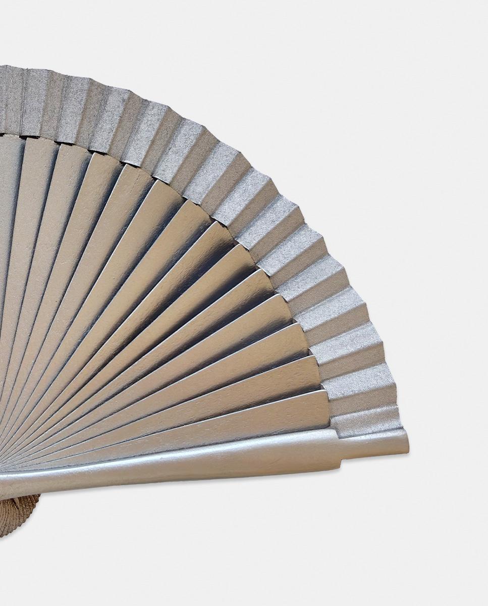 Leque mini dourado com efeito metalizado Prata-2