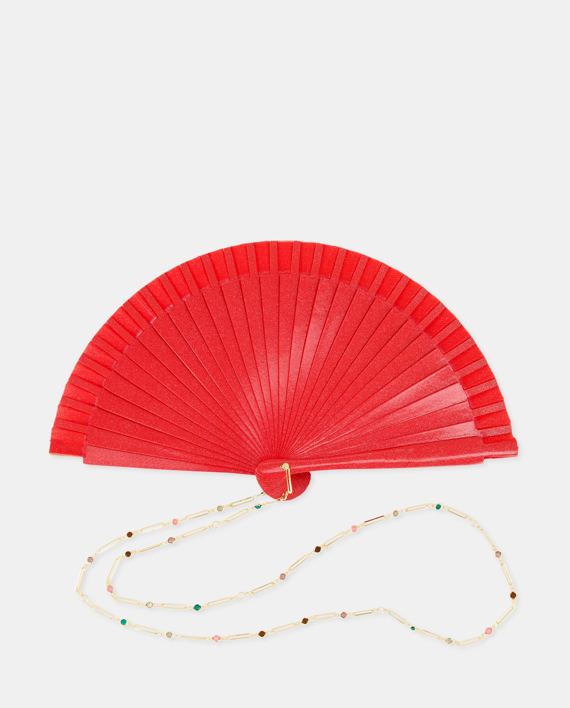 Leque de Mala de Festa com Colar de Joia Vermelho-1