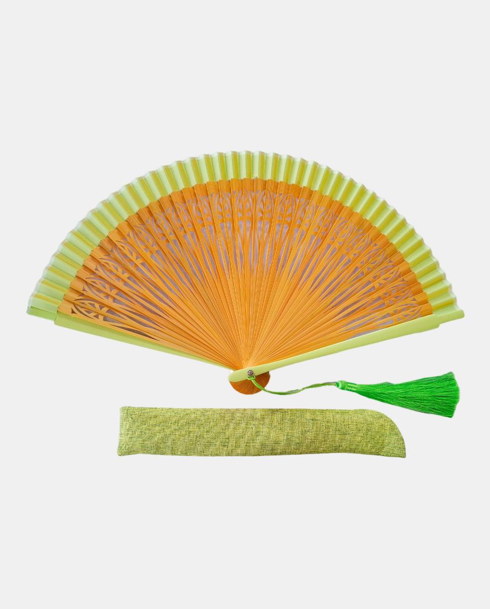 Leque de Bambu Amarelo-1
