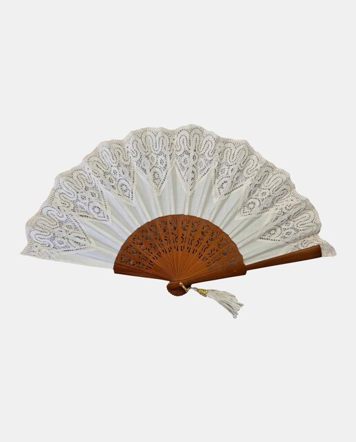 Abanico madera con encaje