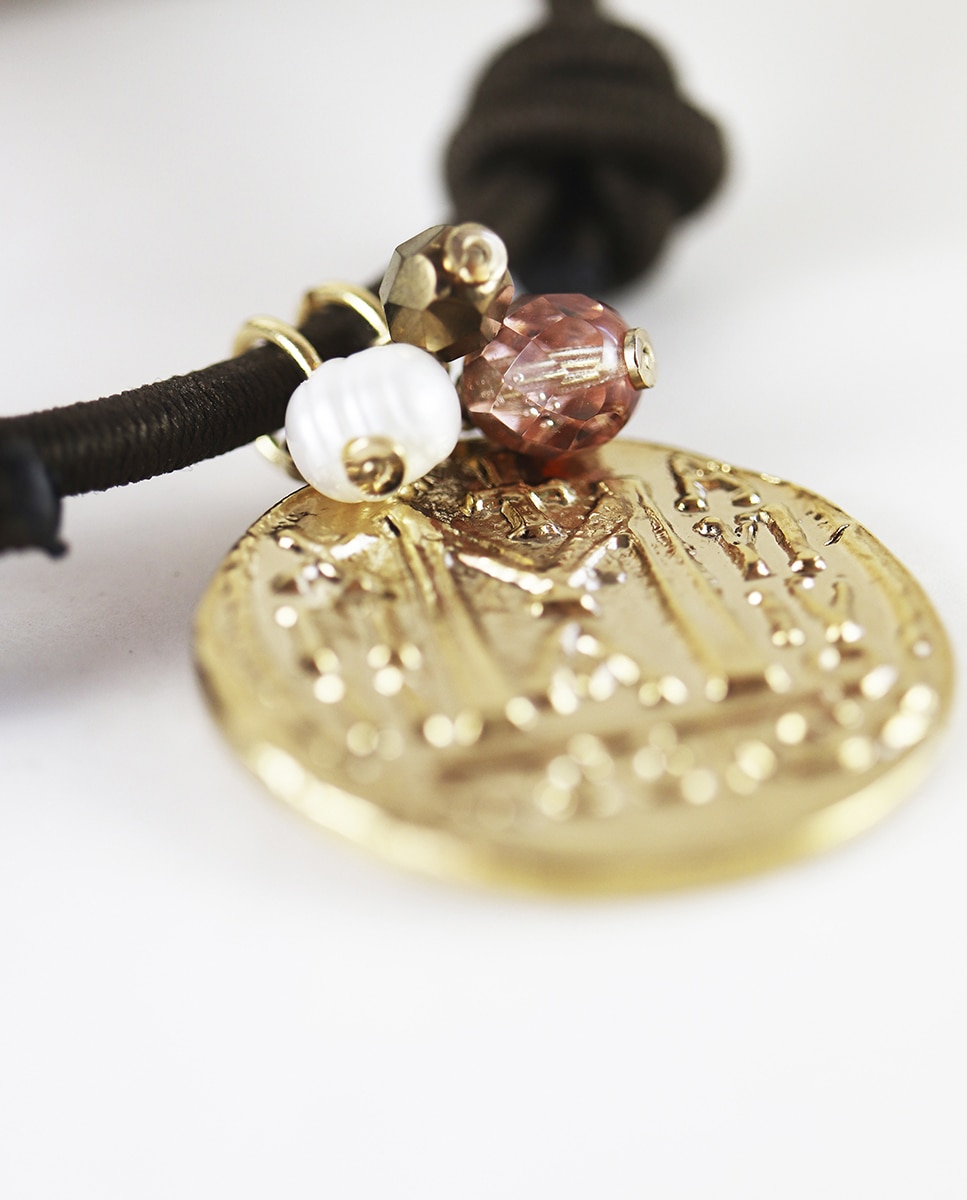 Collar Milu con perla de río y cristal - ÉMOLO - Marrón Marrón-3