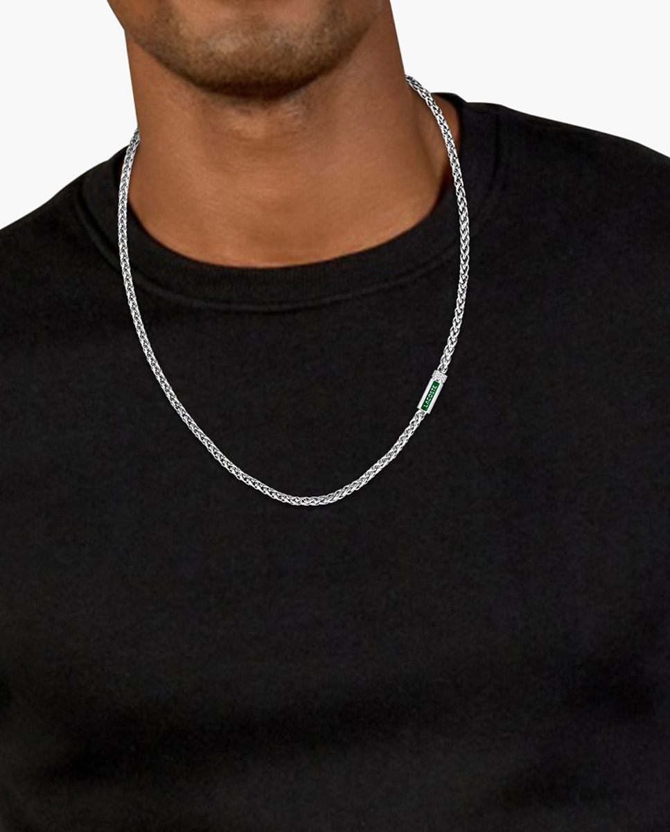 Collar de hombre Spelt de acero con logo - Lacoste - Plata Plata-2