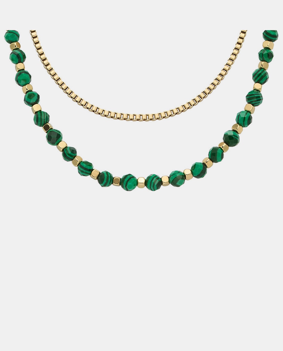 Colar de Contas de Aço com Malaquite Verde-2