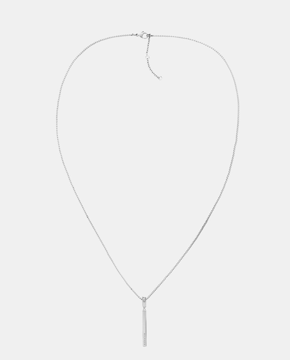 Colar Linear de Aço Prata-1