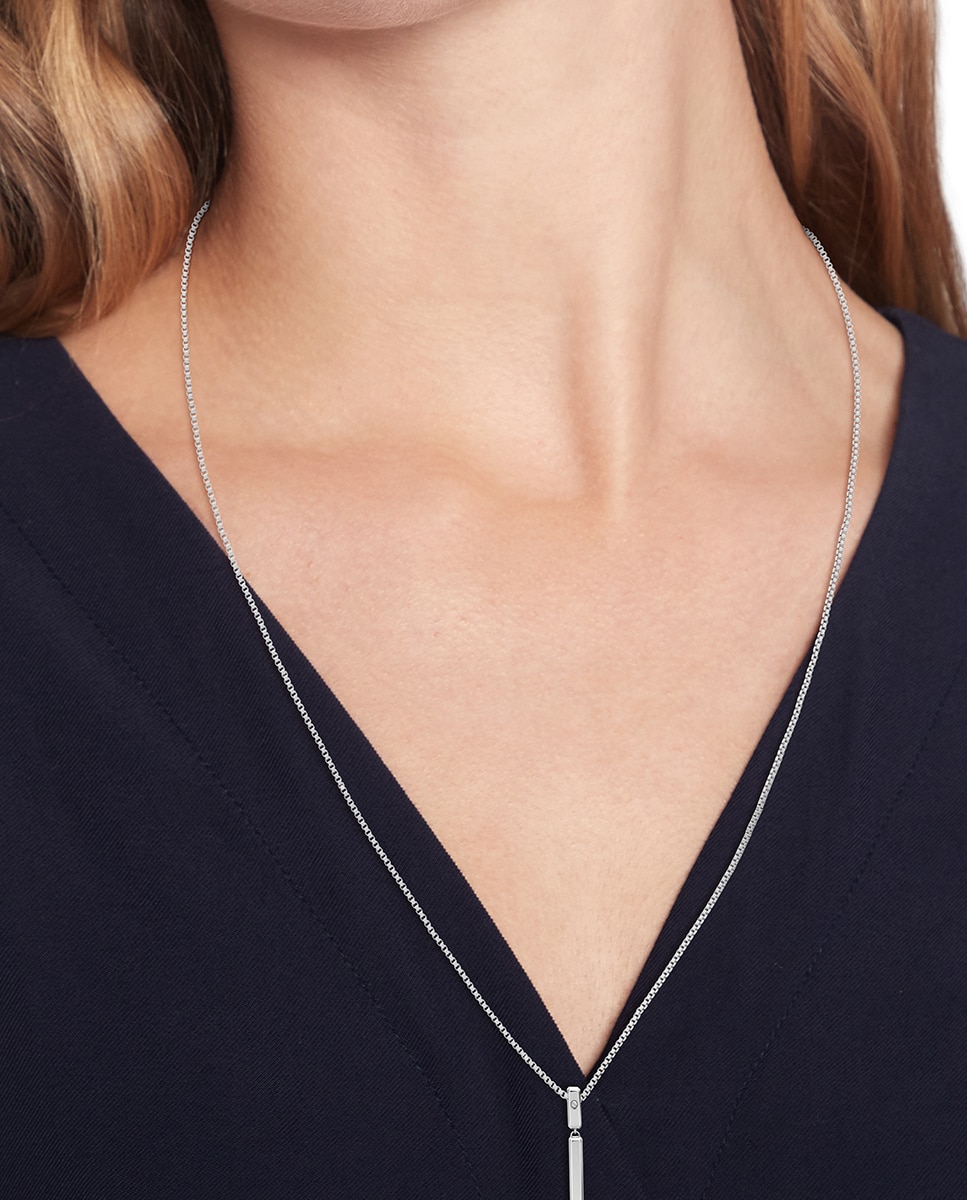 Colar Linear de Aço Prata-2